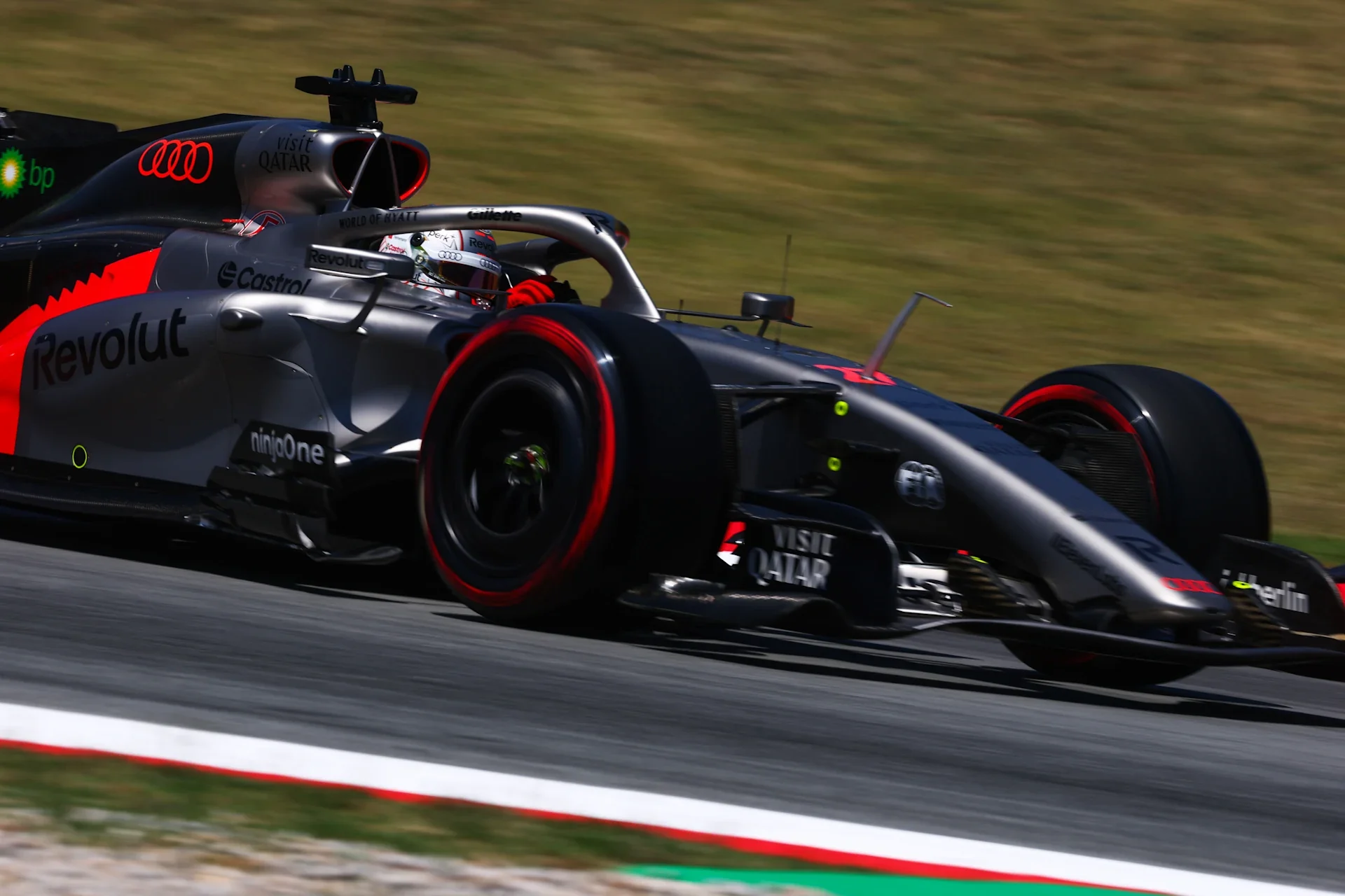 Nico Hulkenberg driving the Audi in 2026 Barcelona-Catalunya qualifying