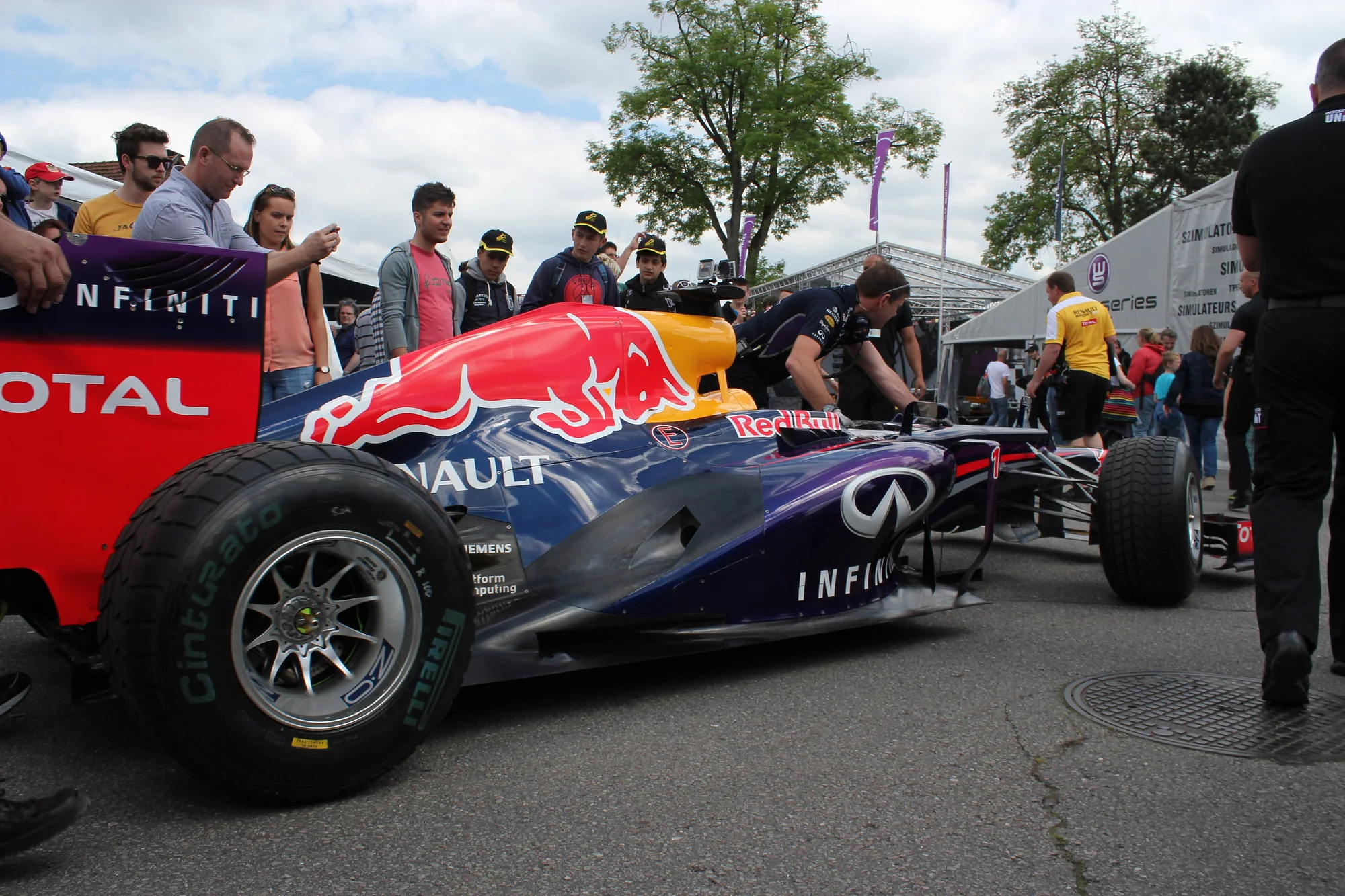 Red Bull RB9 Formula 1 car displayed at Spa-Francorchamps