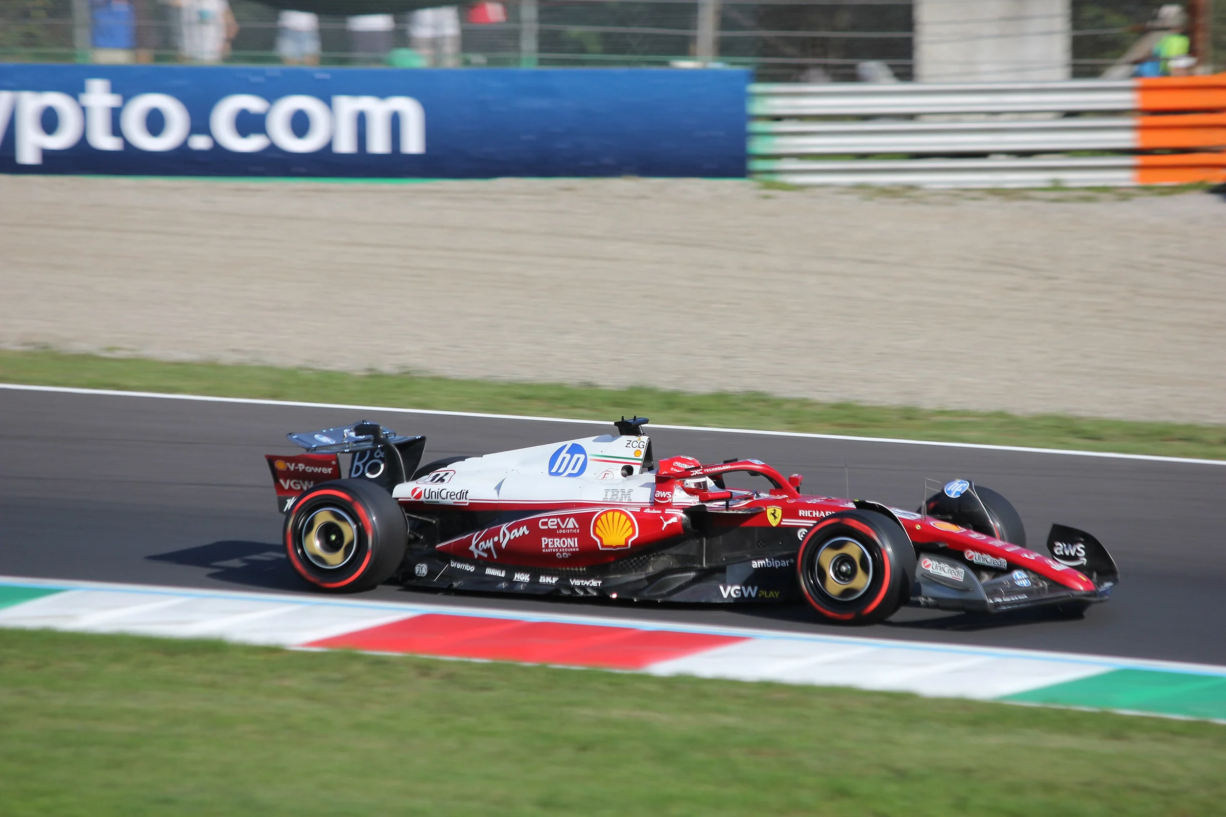 Charles Leclerc in a Ferrari during Italian Grand Prix qualifying