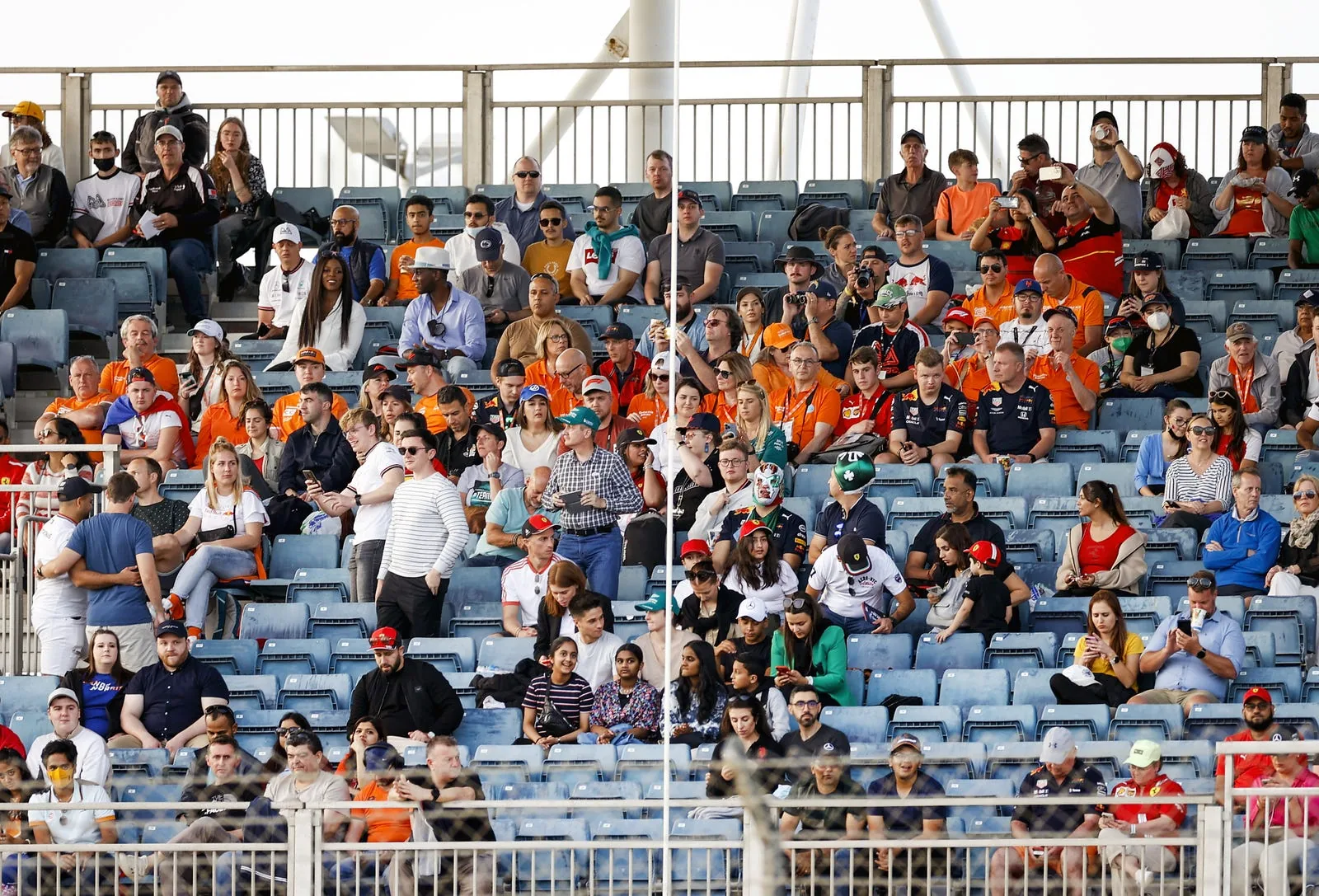 Formula 1 spectators seated in the grandstand at Bahrain International Circuit