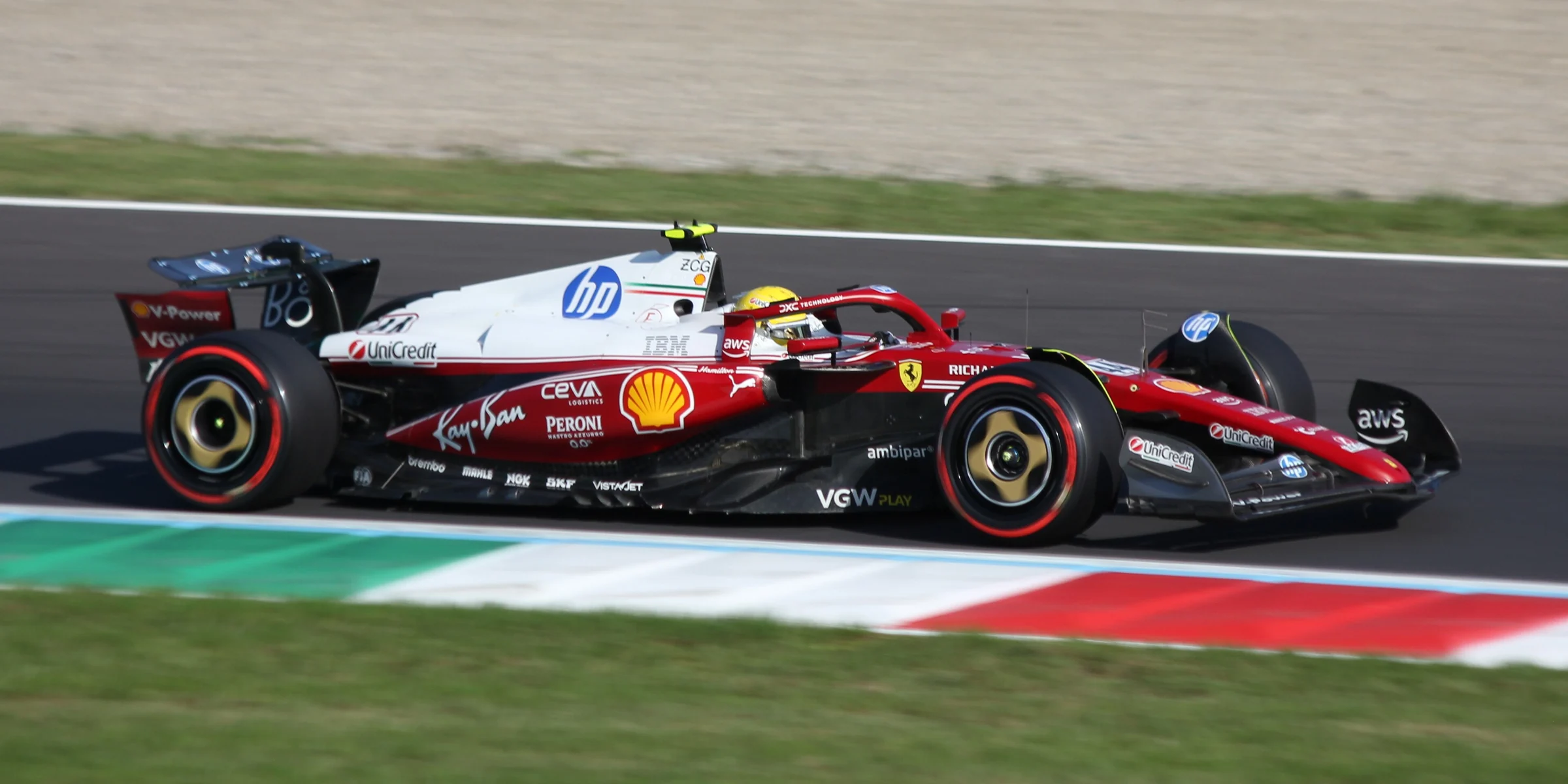 Lewis Hamilton driving the Ferrari SF-25 in qualifying at Monza