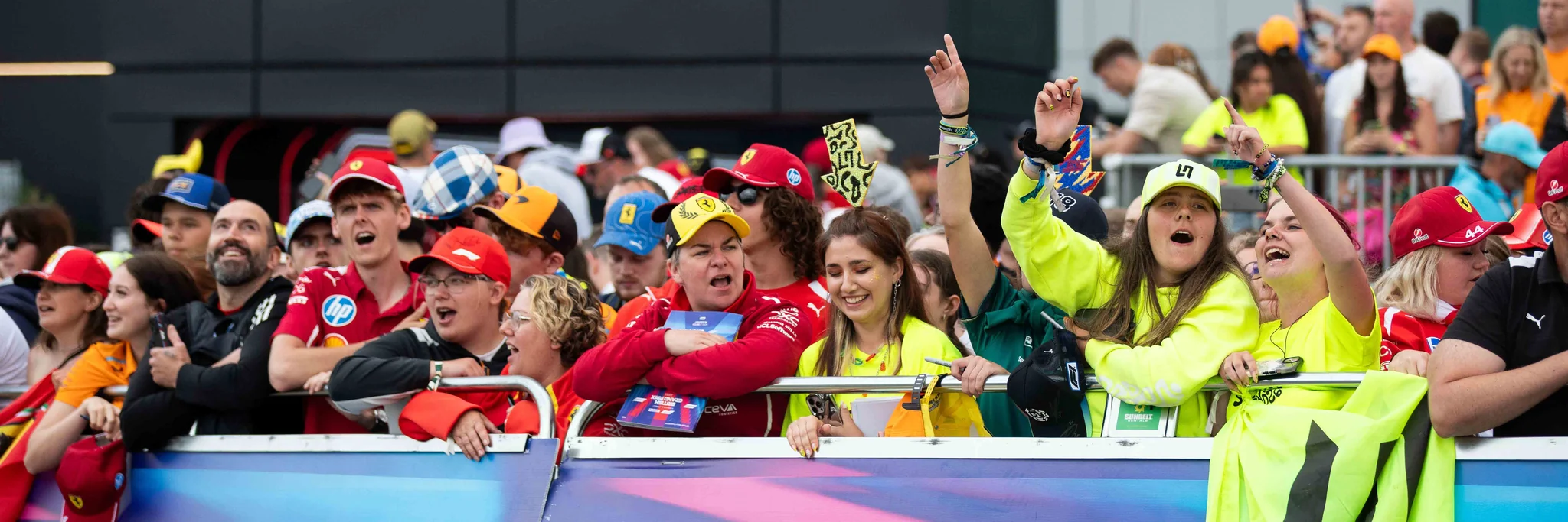 Formula 1 fans gathered behind a barrier at the 2026 British Grand Prix